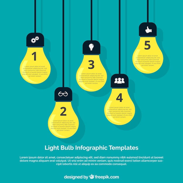 Vecteur gratuit modèle infographic avec cinq ampoules