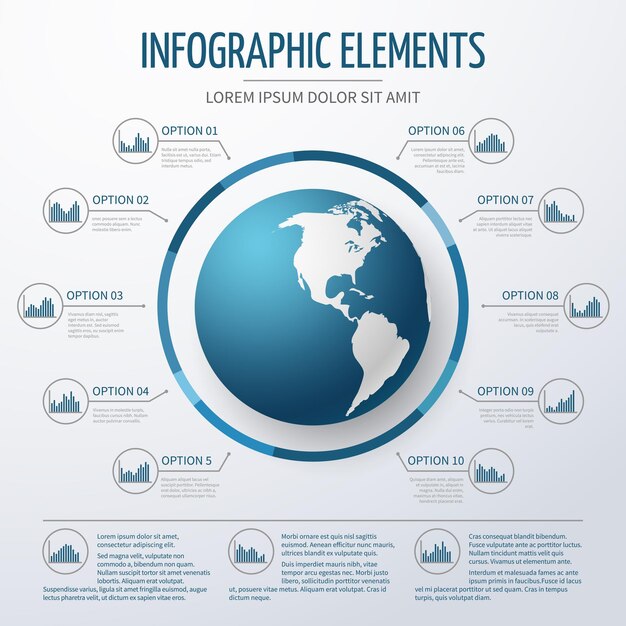 Modèle d'infographie 3D de globe terrestre.