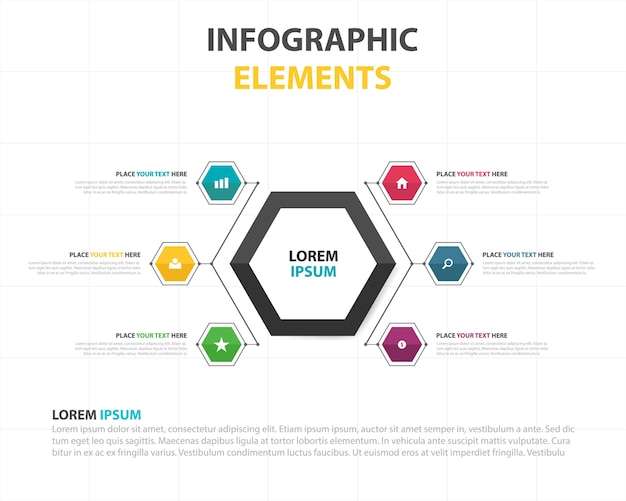 Modèle d&#39;infographie abstraite abstraite d&#39;hexagones