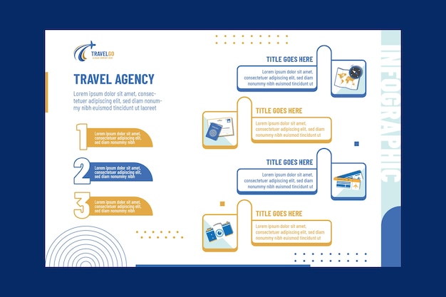 Vecteur gratuit modèle d'infographie d'agence de voyage design plat
