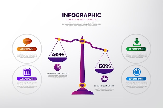 Vecteur gratuit modèle d'infographie de balance de dégradé