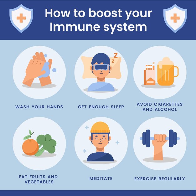 Modèle d'infographie de boosters du système immunitaire