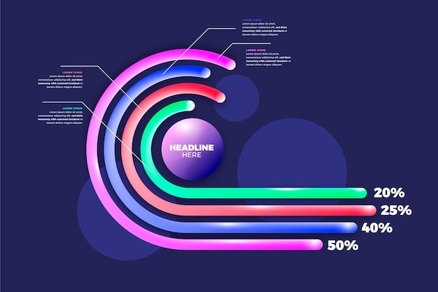 Vecteur gratuit modèle d'infographie brillant 3d