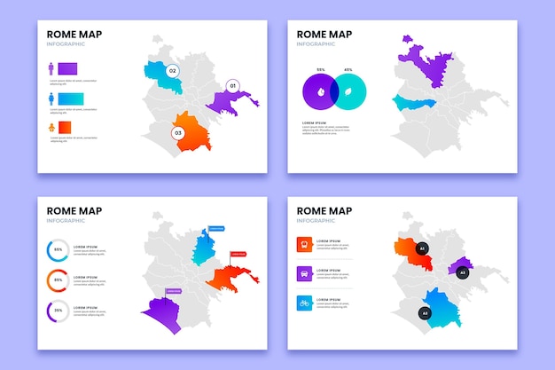 Vecteur gratuit modèle d'infographie de carte dégradé de rome