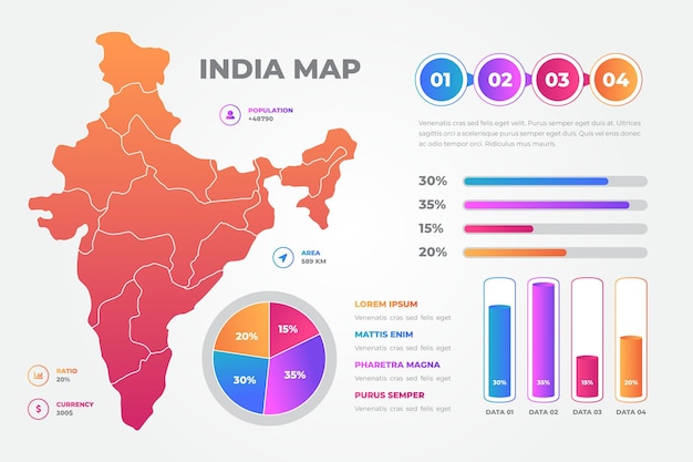 Modèle D'infographie De Carte De L'inde