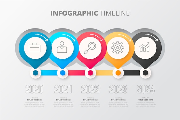 Vecteur gratuit modèle d'infographie de chronologie de dégradé