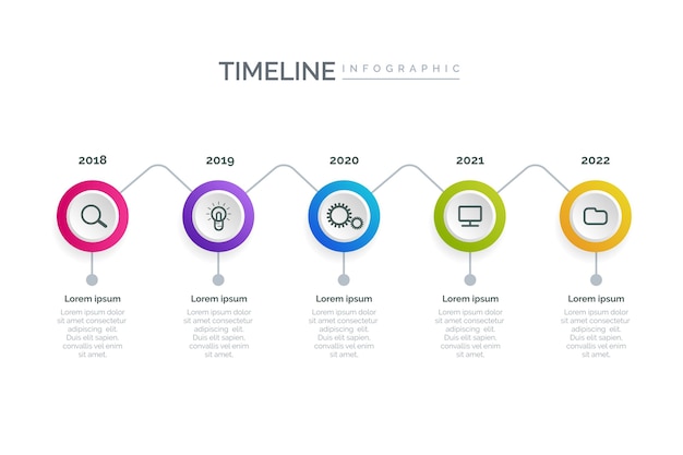 Modèle d'infographie de chronologie de dégradé