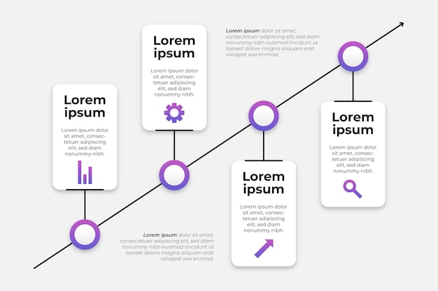 Vecteur gratuit modèle d'infographie de chronologie de dégradé