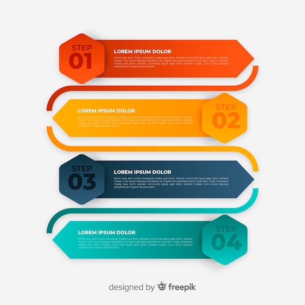 Modèle D'infographie Coloré Avec étapes