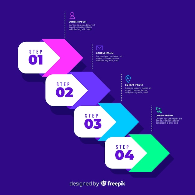 Vecteur gratuit modèle d'infographie avec concept d'étapes