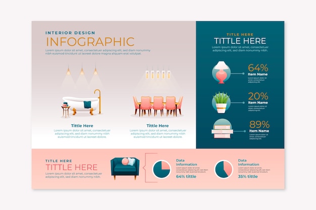 Modèle D'infographie De Design D'intérieur Dégradé