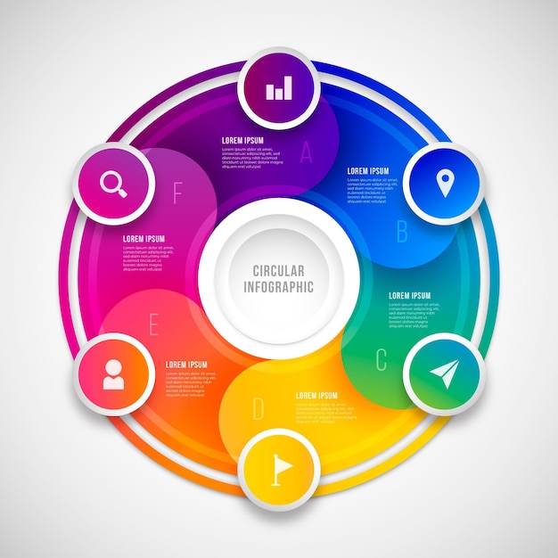 Vecteur gratuit modèle d'infographie de diagramme circulaire réaliste