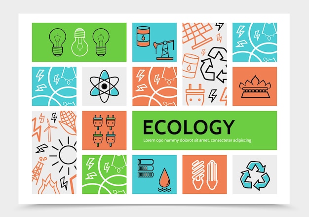 Vecteur gratuit modèle d'infographie d'écologie linéaire