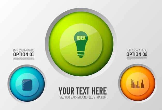 Modèle d'infographie d'entreprise avec des icônes et des boutons ronds colorés