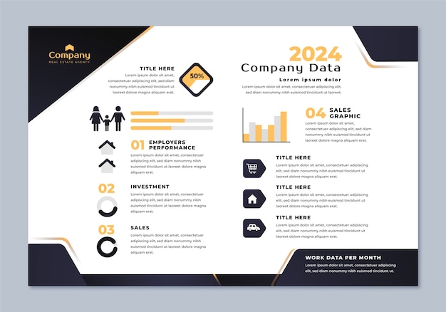 Vecteur gratuit modèle d'infographie d'entreprise immobilière