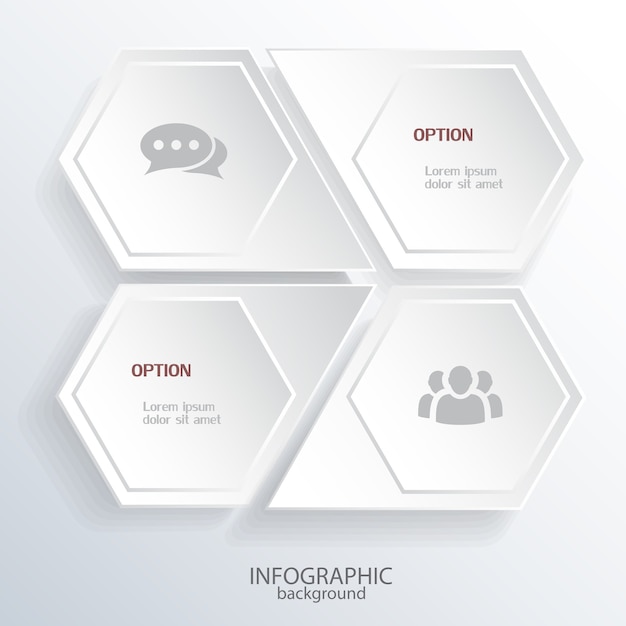 Vecteur gratuit modèle d'infographie d'entreprise numérique avec hexagones légers en forme d'octogone et icônes isolées