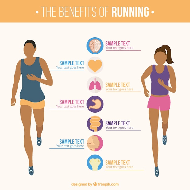 Vecteur gratuit modèle d'infographie de femme et d'homme en cours d'exécution