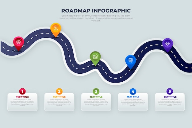 Modèle d'infographie de feuille de route dégradée