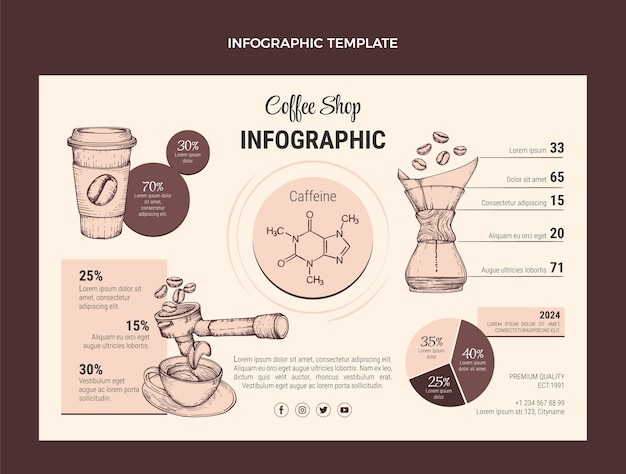 Modèle D'infographie De Gravure Dessinée à La Main Pour Café