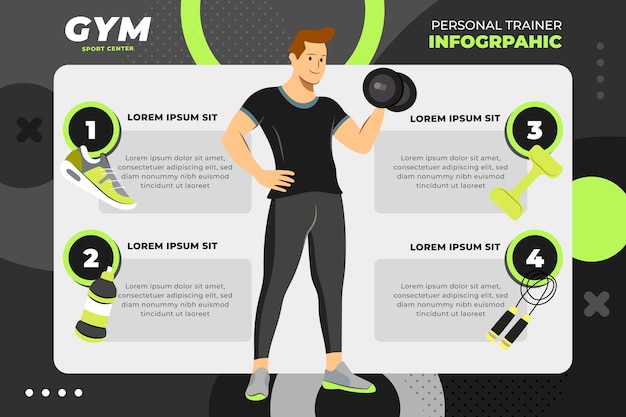 Modèle D'infographie De Gym Et D'exercice Plat