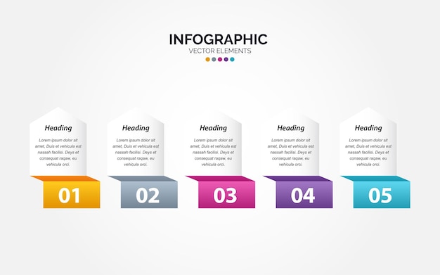 Modèle D'infographie Horizontale D'entreprise De Présentation Avec 5 Options