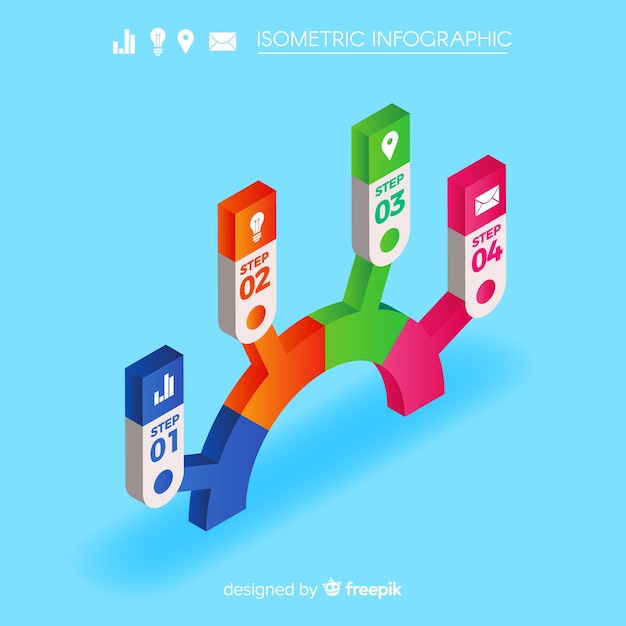 Modèle d&#39;infographie isométrique coloré