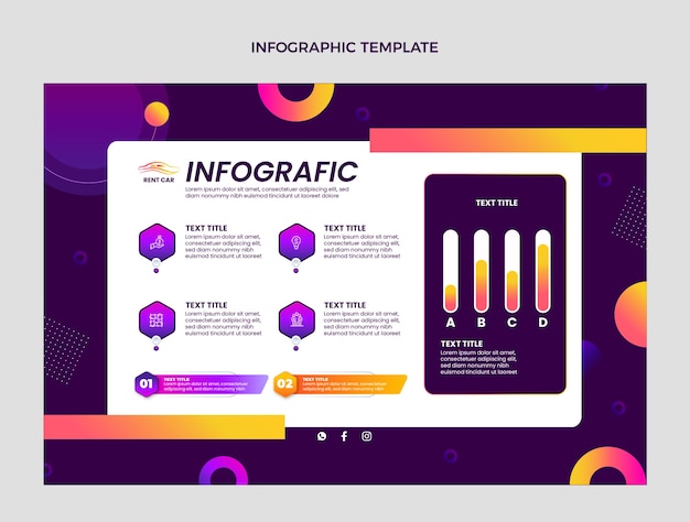 Modèle d'infographie de location de voiture dégradé