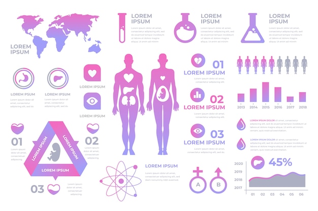 Vecteur gratuit modèle d'infographie médicale