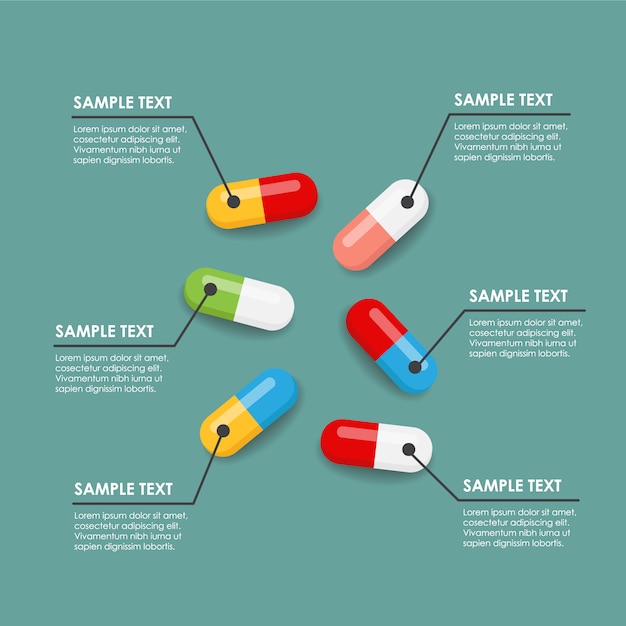 Vecteur gratuit modèle d'infographie avec pils