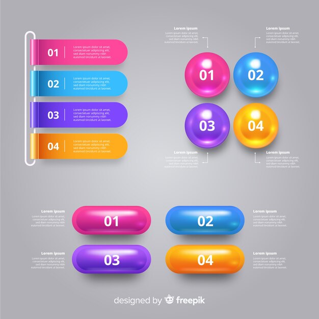 Modèle d'infographie en plastique brillant réaliste