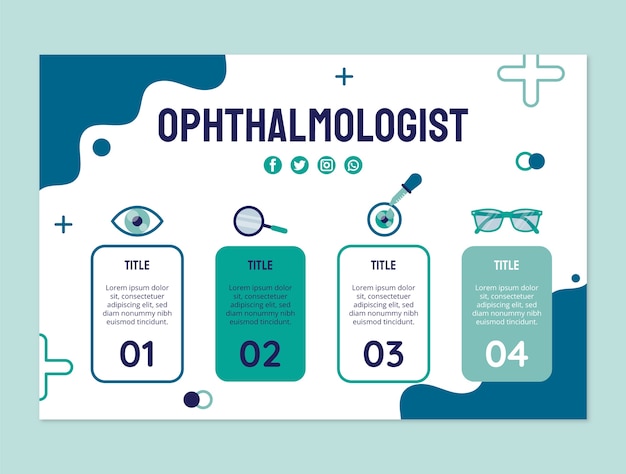 Vecteur gratuit modèle d'infographie plat ophtalmologiste