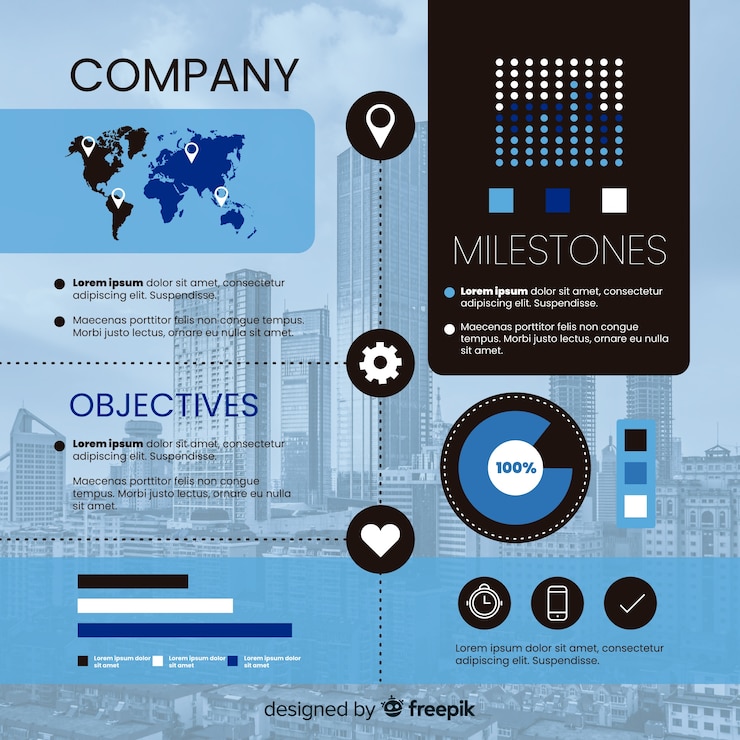 Vecteur gratuit modèle d'infographie pour les entreprises avec photo