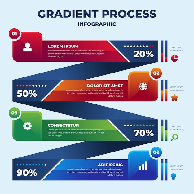 Modèle D'infographie De Processus De Dégradé