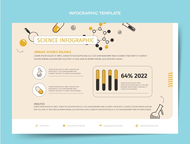 Modèle d'infographie scientifique design plat