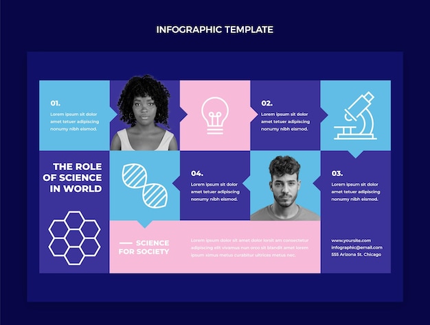 Vecteur gratuit modèle d'infographie scientifique plat