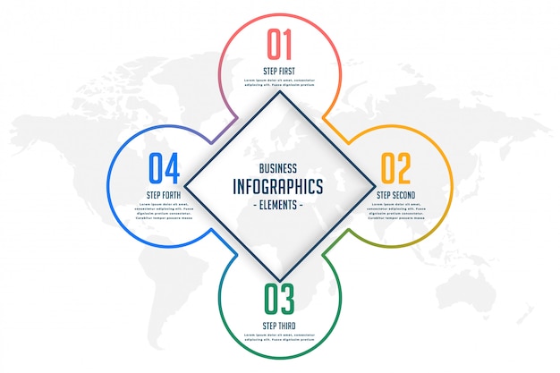 Vecteur gratuit modèle d'infographie de style de ligne de quatre étapes