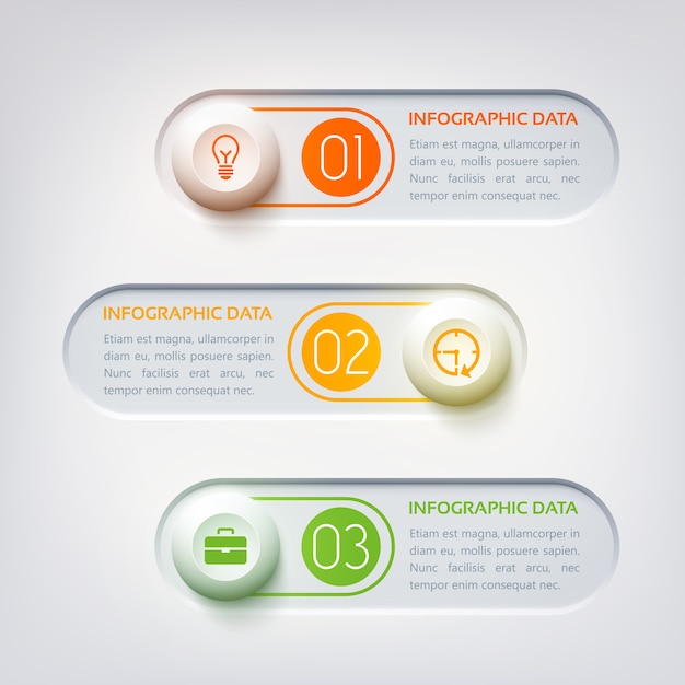 Modèle D'infographie Web Avec Texte Trois Formes Horizontales Rondes