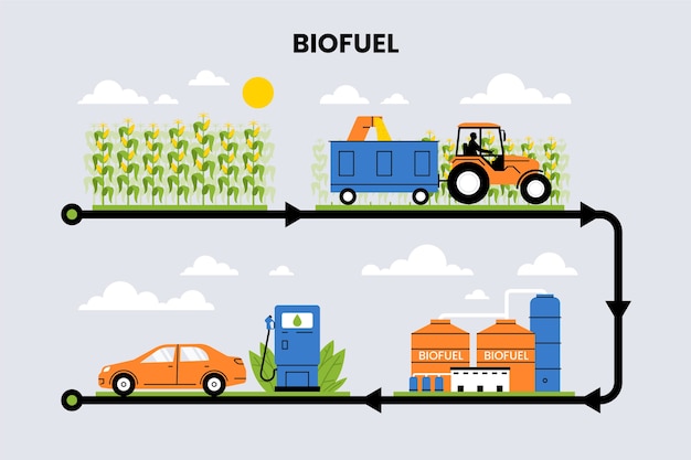 Vecteur gratuit modèle infographique de biocarburant design plat