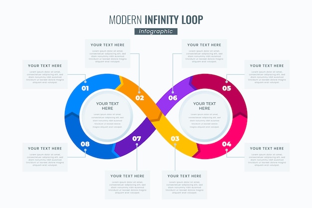 Vecteur gratuit modèle infographique de boucle infini coloré