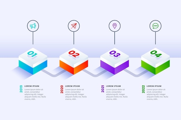 Vecteur gratuit modèle infographique de chronologie isométrique