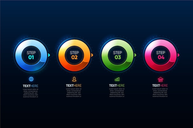 Modèle infographique coloré réaliste avec étapes