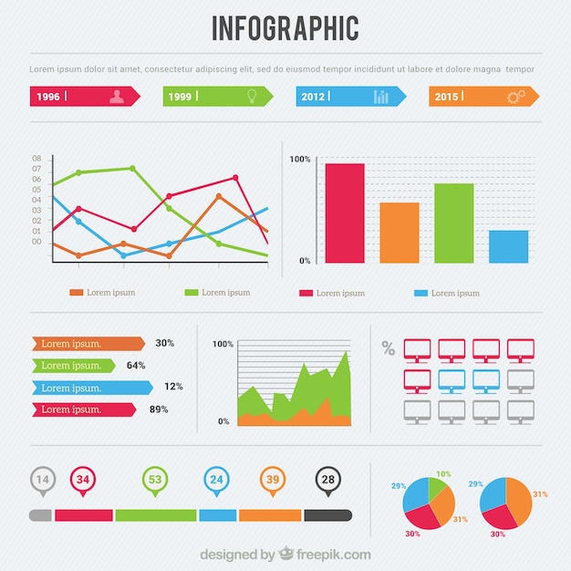 Vecteur gratuit modèle infographique colorful