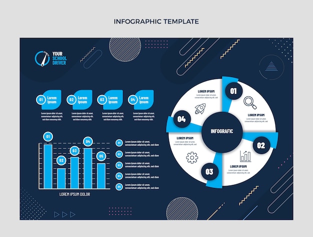 Vecteur gratuit modèle infographique d'école de conduite plat