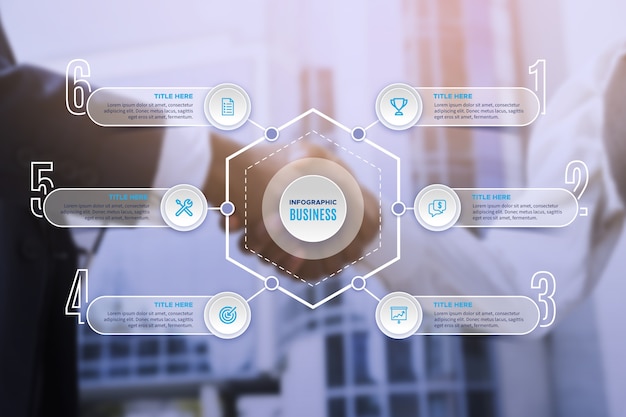 Vecteur gratuit modèle infographique d'entreprise avec photo