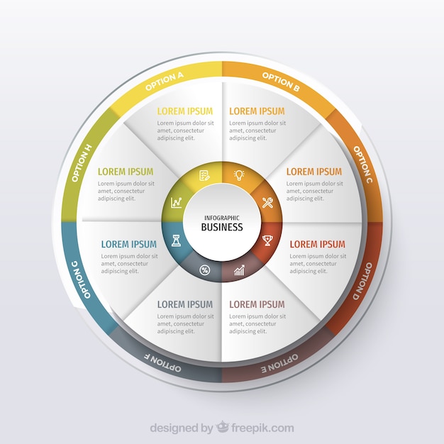 Modèle infographique avec des formes colorées