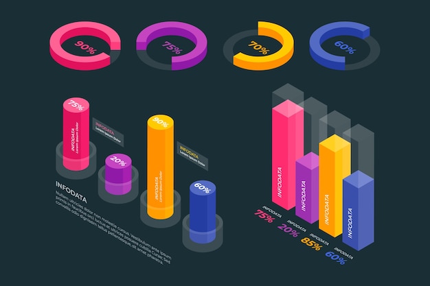 Vecteur gratuit modèle infographique isométrique