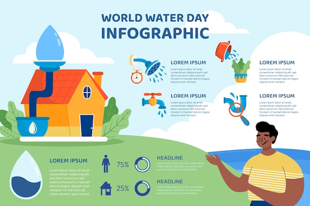 Modèle infographique plat de la journée mondiale de l'eau