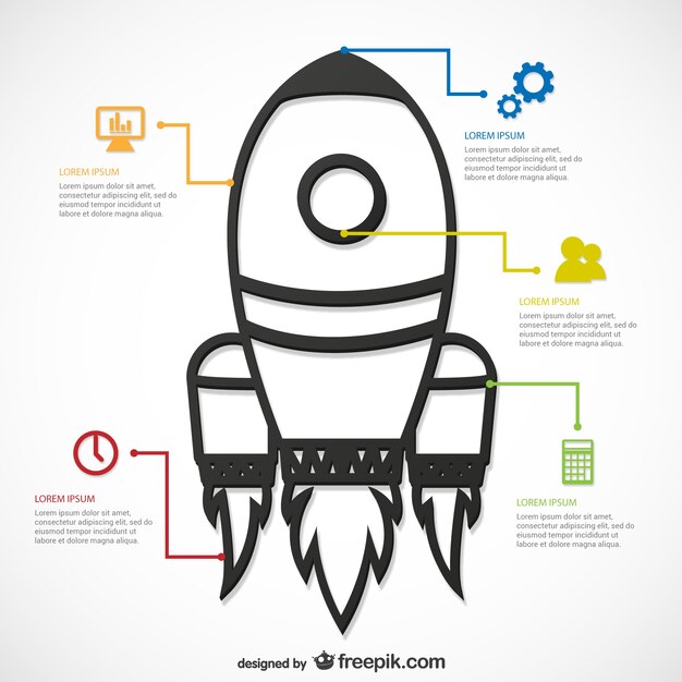 Vecteur gratuit modèle infographique à la roquette