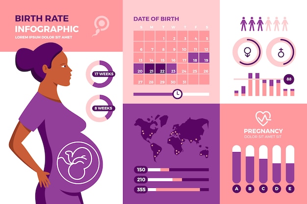 Vecteur gratuit modèle infographique de taux de natalité