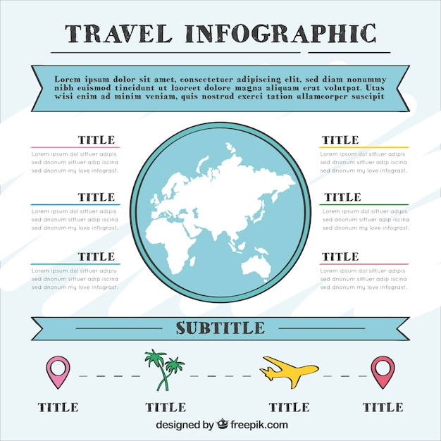 Vecteur gratuit modèle infographique de voyage tiré à la main